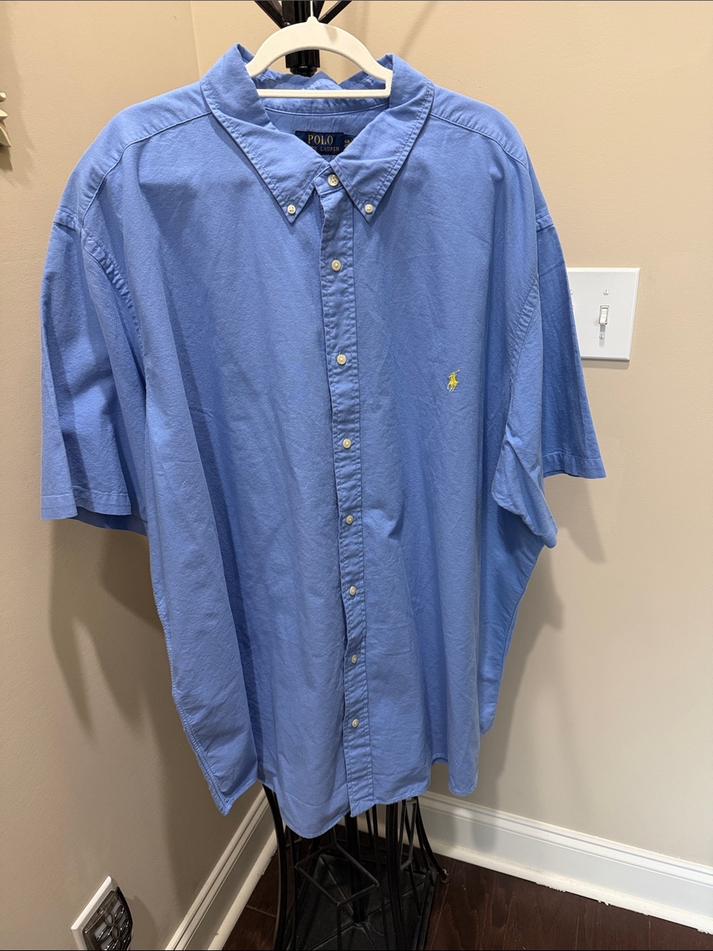 Polo by Ralph Lauren Light Blue Button-Down Short Sleeve Shirt with Yellow Pony